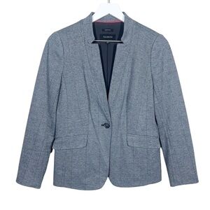 Talbots Womens Aberdeen Herringbone Black Blazer Jacket Size 4 Cotton Polyester